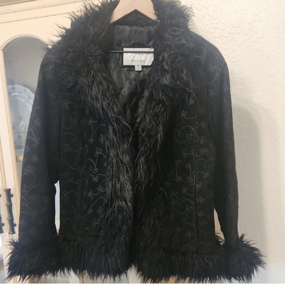 Wilson Leather Black Faux Fur Embellished Jacket